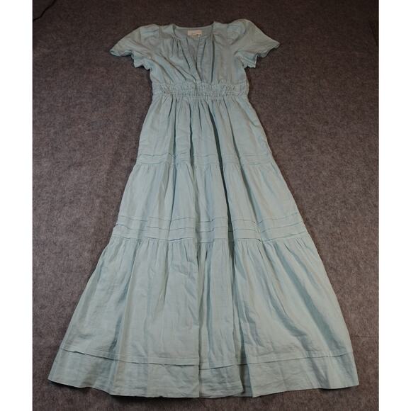 Anthropologie Dress Womens Small Somerset Maxi Linen Blend Light Sky Blue Tiered - Picture 2 of 10